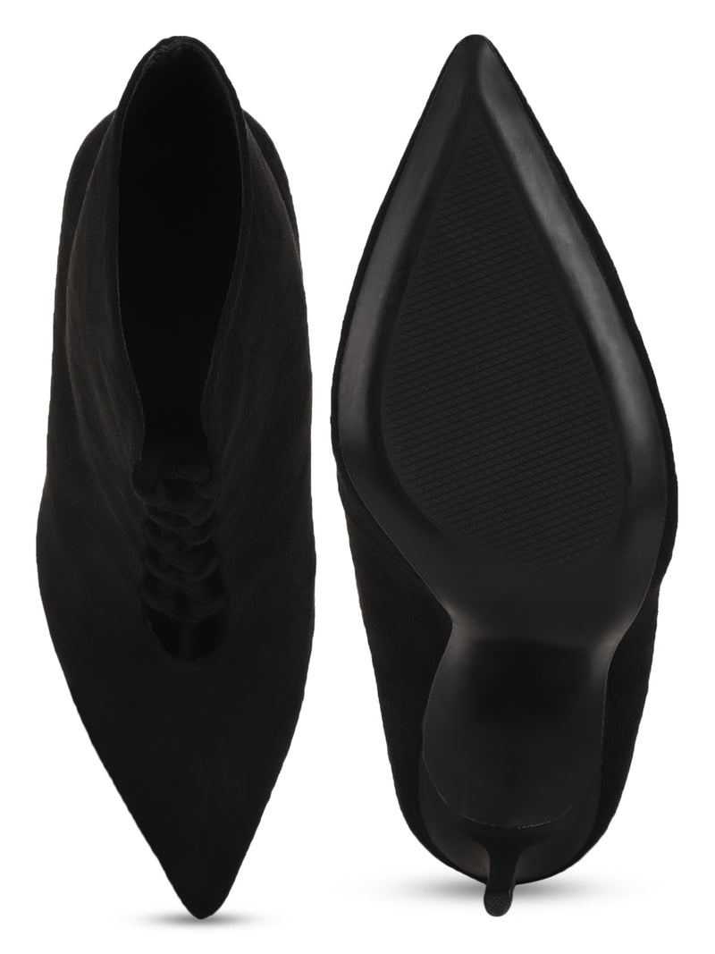 Black Micro Stiletos Ankle Length Boots