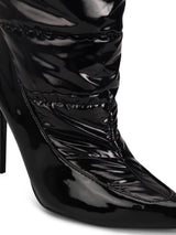 Black Patent Quilt Thigh High Boots