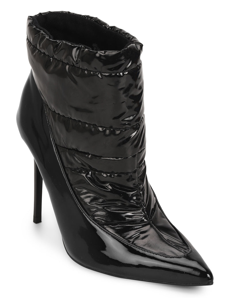 Black Patent Quilt Ankle Length Boots