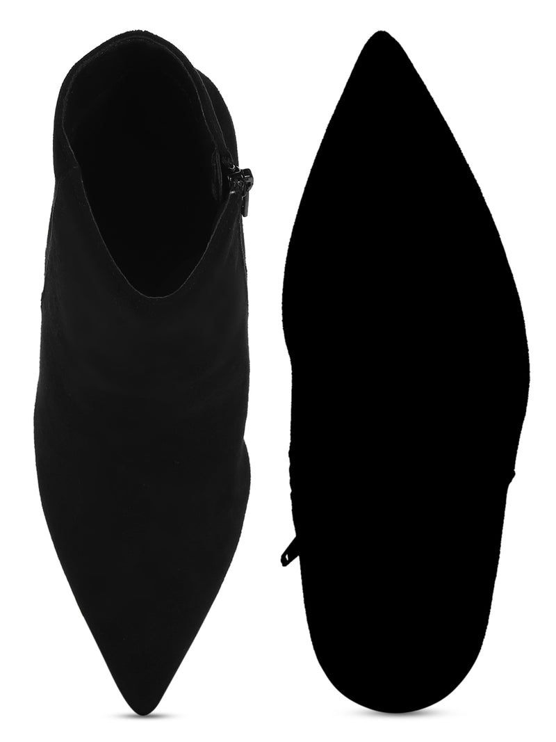 Black Micro Ankle Length Stileto Boots