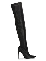 Black Pu Knee Length High Heel Boots