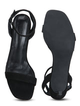Black Micro Thin Ankle Strap Stilettos