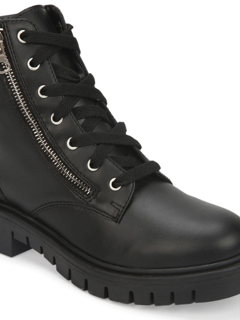 Black lace up outlet cleated ankle boot