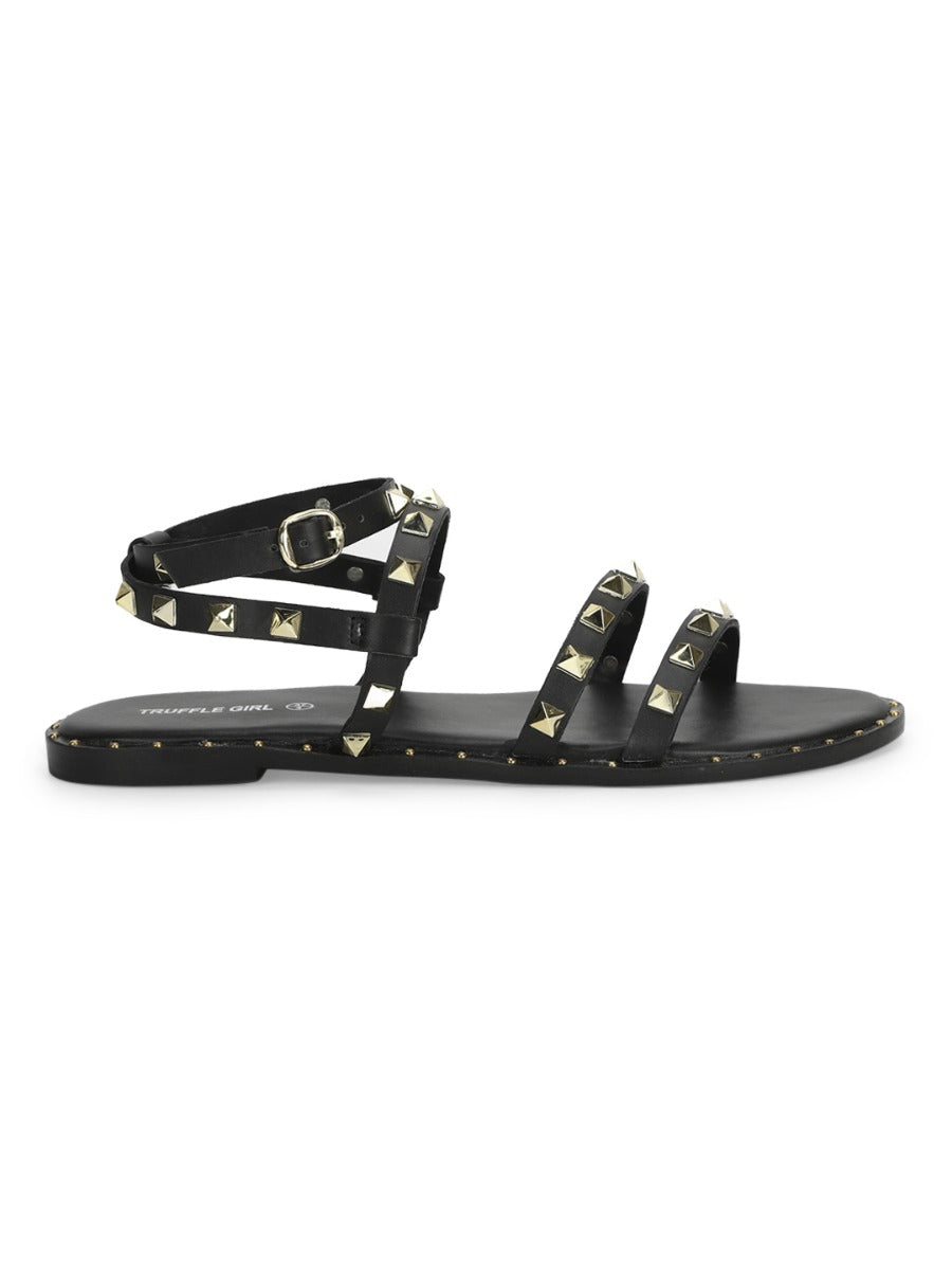 Black studded 2025 flip flops