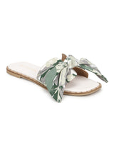 White Green Floral Bow Slip Ons