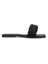 Black PU Quilted Strap Slip Ons