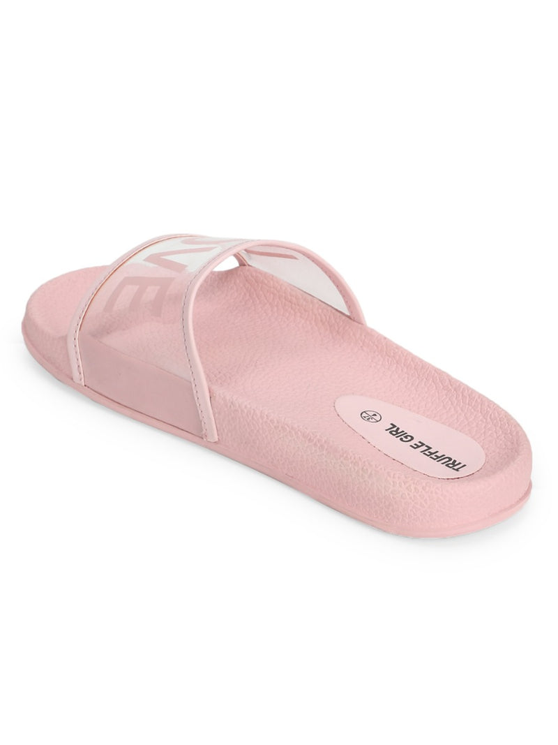 Clear Pink PU Slip Ons