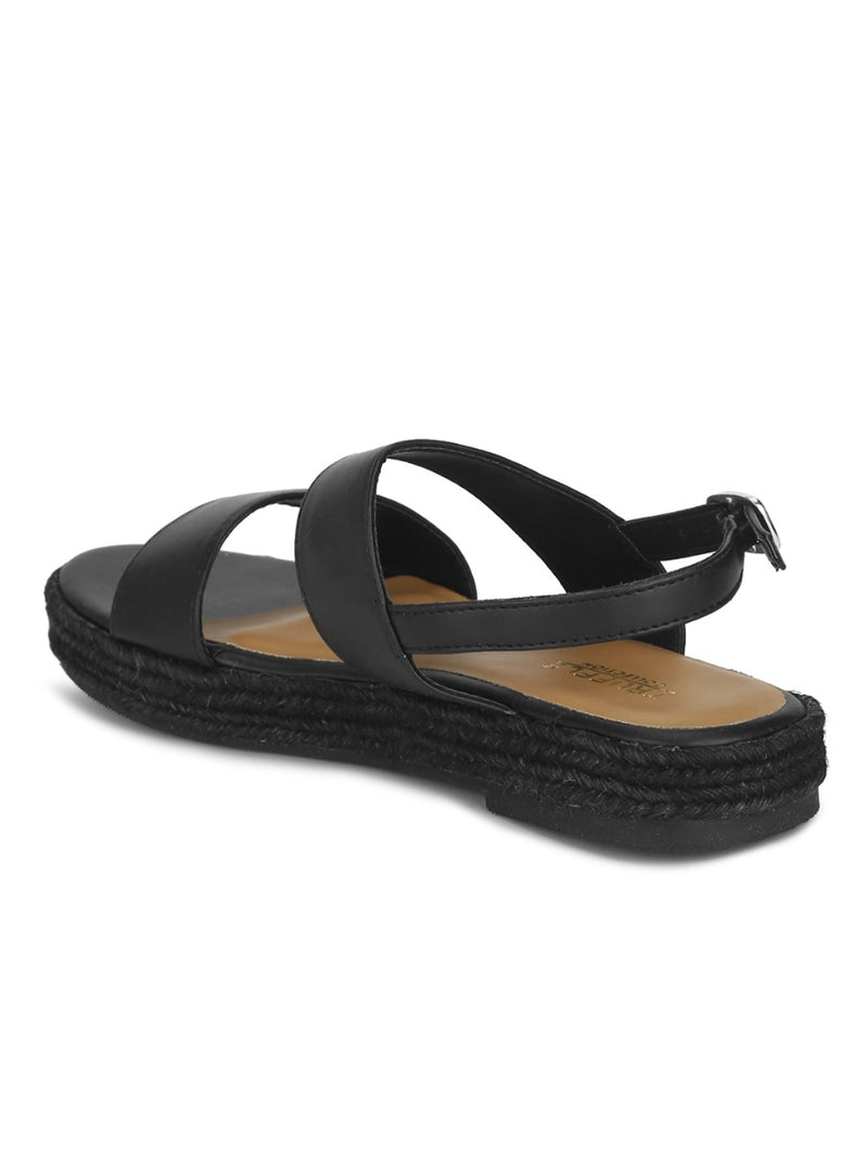 Black PU Jute Espadrilles