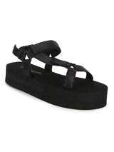 Black PU Printed Platform Sandals