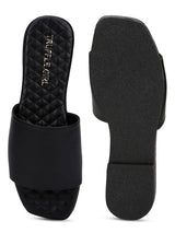 Black PU Quilted Sole Slides