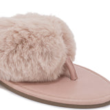 Nude Fur Flat Toe Thong Sandal