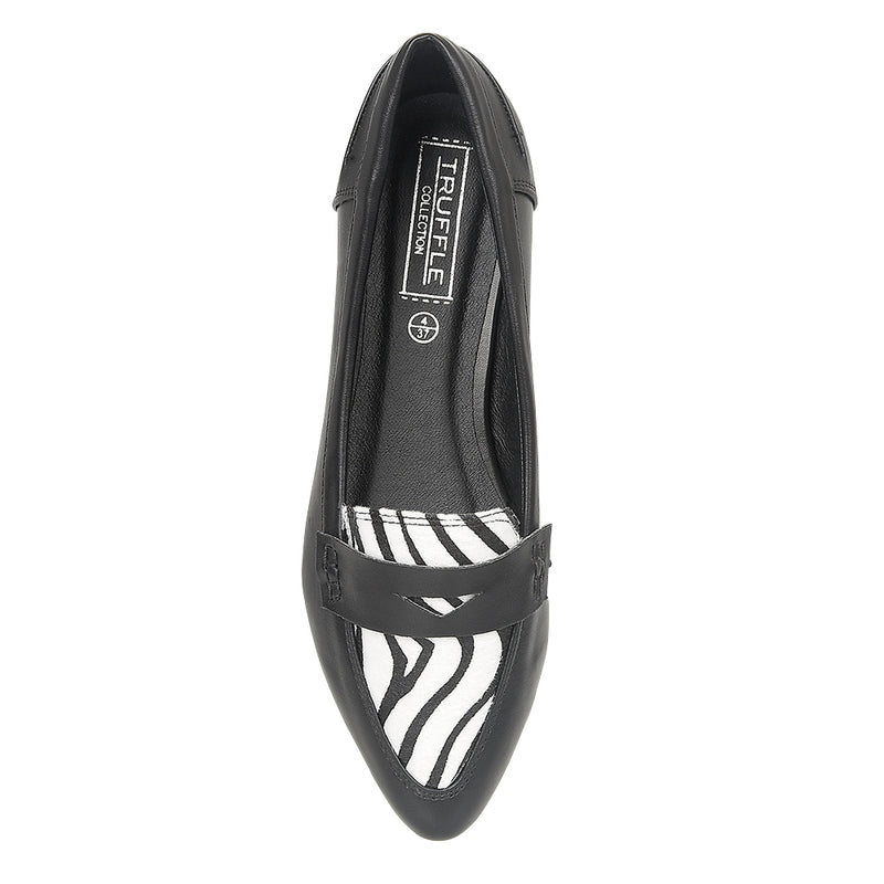 Black Zebra Flat Shoes