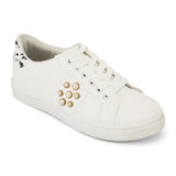 White Pearl Detail Lace Up Trainer