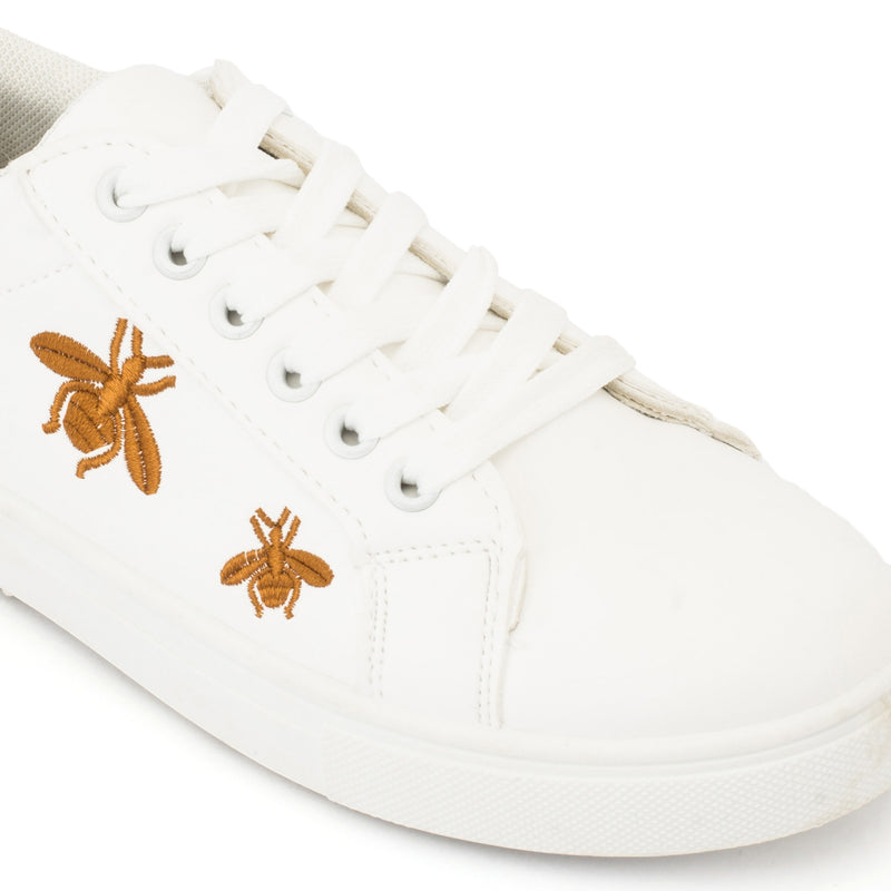 Bee Embroided Lace Up Trainer