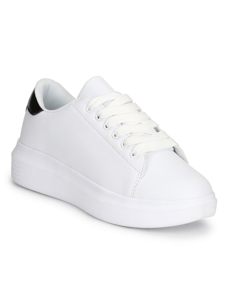 White Black Lace-up Platform Sneakers