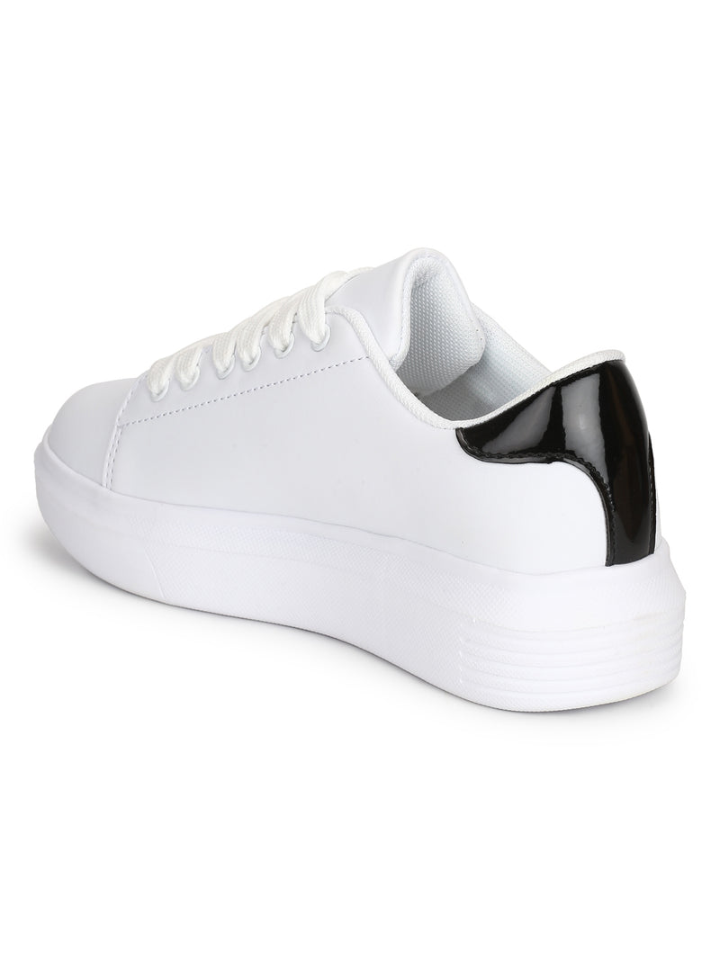 White Black Lace-up Platform Sneakers
