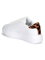 White Leopard Lace-up Platform Sneakers