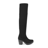 Black Over The Knee Chunky Heeled Boots