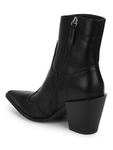 Black Pu Ankle Length Block Heel Boots