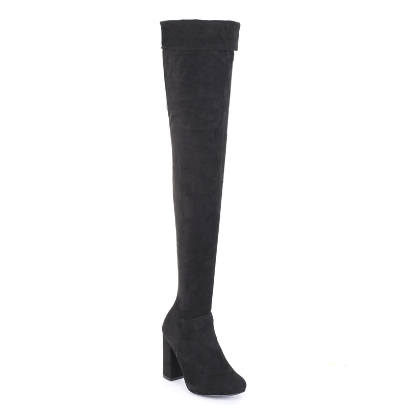 Black Over The Knee Collar Boot