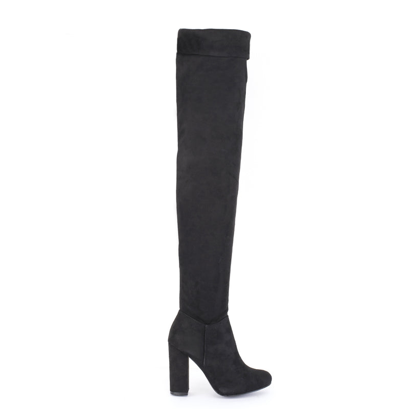 Black Over The Knee Collar Boot