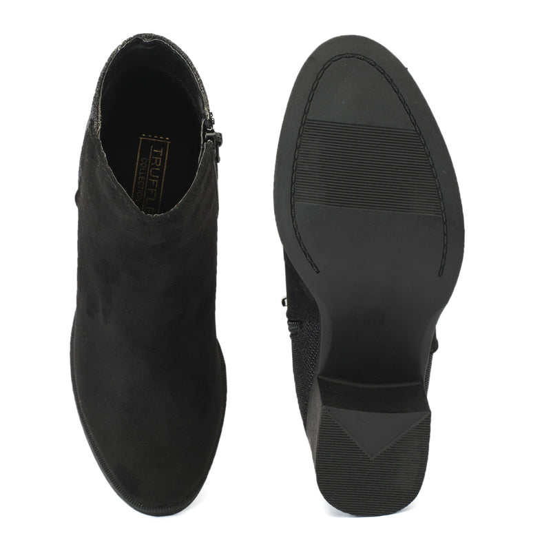 Black Embellished Block Ankle Boot