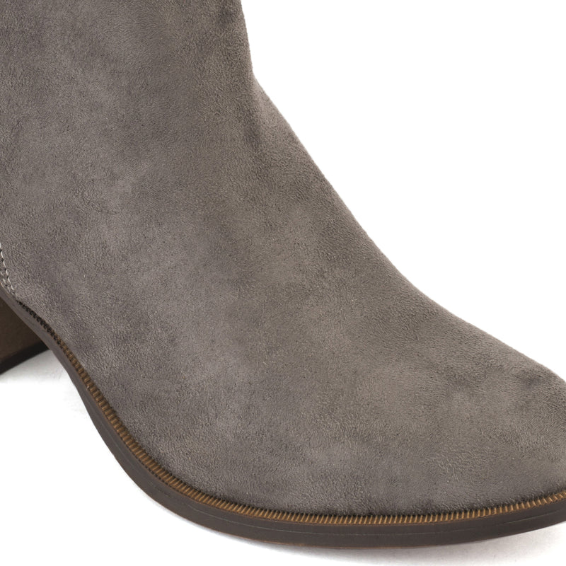 Grey Embellished Block Ankle Boot
