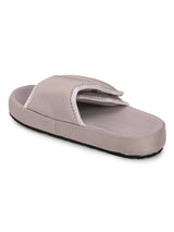 Grey Broad Strap Slip-on Flats