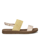 Rose Gold PU Flat Sandals With Back Strap